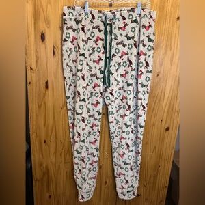 Cynthia Rowley Cream Pajama Pants with Festive Print